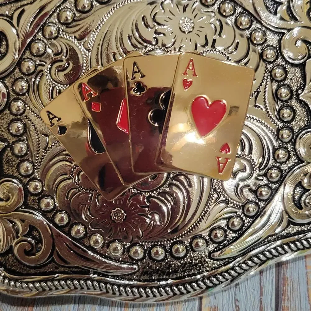 Four aces western belt buckle